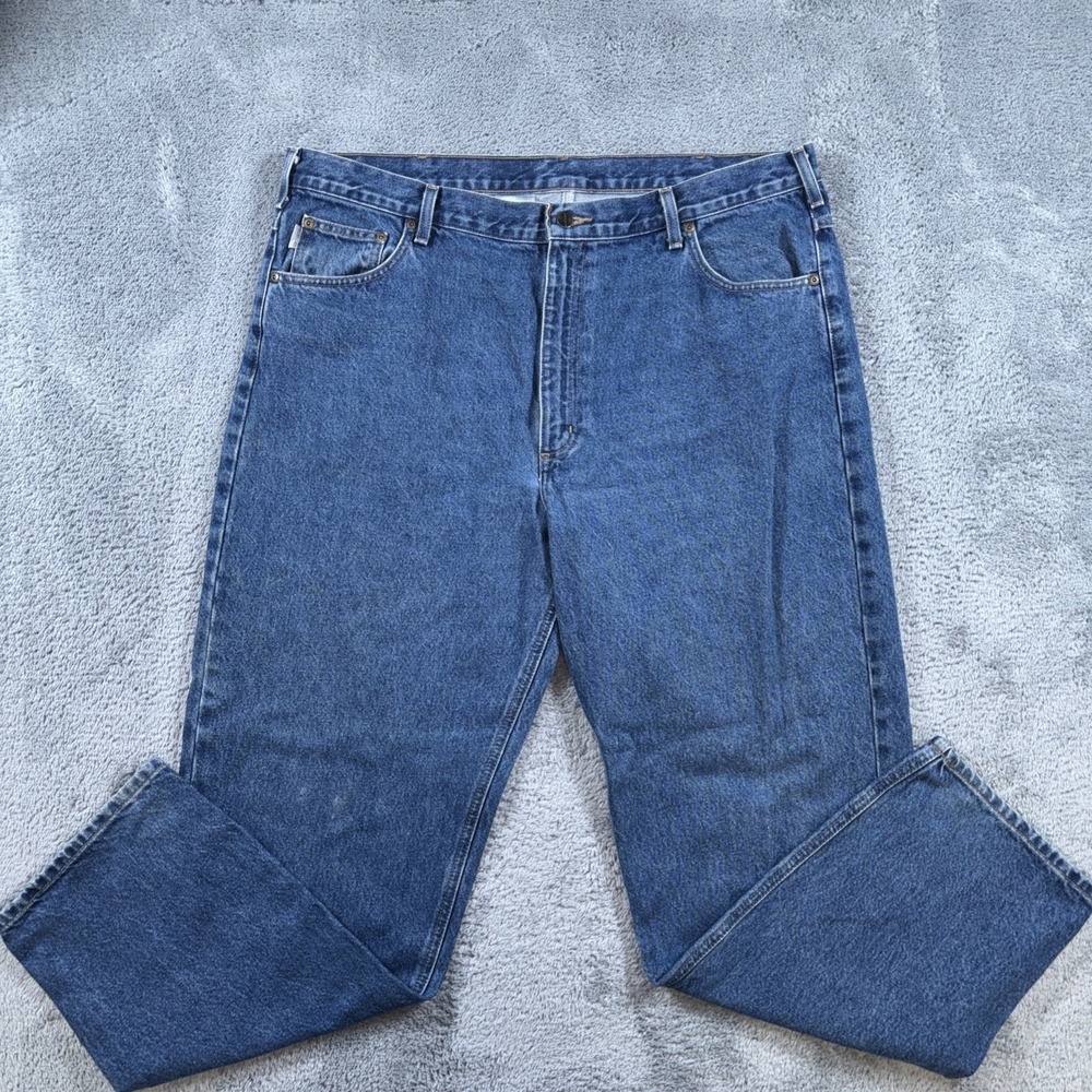 Carhartt B17 DST Jeans Mens 42x32 Blue Stone Wash Relaxed Fit Straight Denim